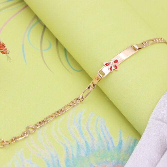 Rose Gold Butterfly Charm Bracelet, Gold Plated Over Brass, XPBL0702 - Picture 11 of 12